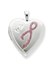 Sterling Silver 20mm Enameled Awareness Design Heart Locket