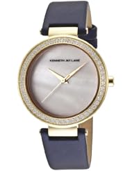 Womens White MOP Dial Blue Satin