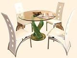 Brookland Spiral Glass Dining Table and 4 chairs - White