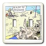 Londons Times Health and Vanity Trends Cartoons - Handsome Man At Beach - Light Switch Covers - double toggle switch Image