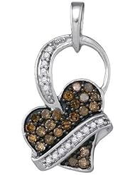 0.33ctw Chocolate Champagne Brown & White Round Diamond Heart Pendant