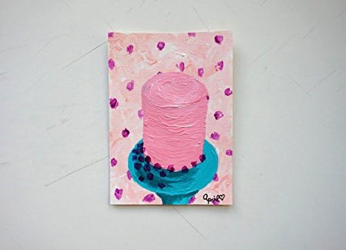 Pink Layer Cake, Original Mini Painting on Paper ACEO