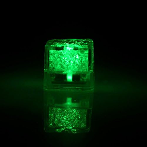 48 pcs Party Decorative Ice Cubes Light- Water Submersible LED Liquid Sensor Light for Wedding Party Bar Club Champagne Tower Holiday Decoration -Green