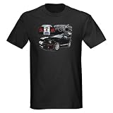 Shelby GT500 Black/White Car Art Dark T-Shirt by CafePress