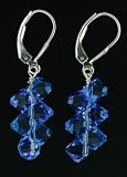 41rMtSfxuoL. SL160  Blue and Purple Swarovski Crystal Sterling Silver Long Dangle Earrings Hinged Leverbacks