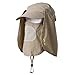 Towallmark UV 50+ Protection Outdoor Multifunctional Flap Cap with Removable Sun Shield and Mask Perfect for Fishing, Hiking, Garden Work Outdoor Activities, Khaki