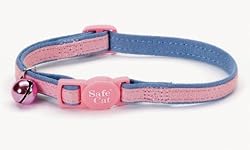 Suede Safe Cat Collar, 3/8-Inch Wide, Adjustable 8-12, Blue/Pink