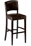 Leather Breakfast Bar Stool with Back - with back, Brown