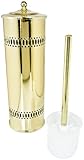 IMAGE OF Taymor Polished Brass Cylinder Toilet Bowl Brush with Saucer and lid