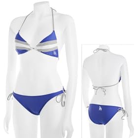 Buy Los Angeles Dodgers Ladies Striped String Bikini