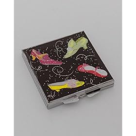 Shoe Diva Black & Silver Compact Mirror & Business Card Holder Gift Set