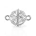 BEADNOVA Silver Gold Plated Crystal Rhinestone Pave Magnetic Beads Clasp for Bracelet Necklace Jewelry(10mm Silver Plated Clear Crytstal)