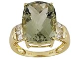 10KT 9.21CT PRASIOLITE AND .65CTW WHITE TOPAZ RING