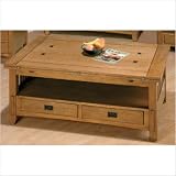 Jofran 077-1 Cocktail Table With 4 Drawers - Shelf And Casters - Franklin Oak Finish