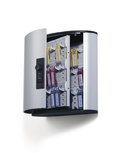 DURABLE 11 x 11-3/4 x 4-5/8 Inches Key Box with Combination Lock, Holds 36 Key Tags, Brushed Aluminum/Silver (DBL1966-23) On Sale