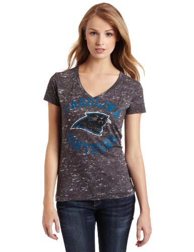 NFL Women's Carolina Panthers Pride Playing II Short Sleeve Deep V-Neck Haze Tee (Charcoal Haze, X-Large)