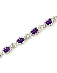 10kt Yellow Gold Oval Amethyst and Diamond Bracelet
