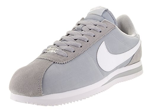 Nike Men's Cortez Basic Nylon Wolf Grey/White/Mtllc Silver Casual Shoe 10 Men US