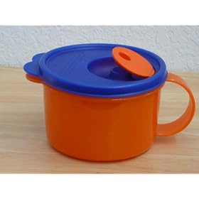 Tupperware Crystalwave Soup mug. Orange with Blue seal by Tupperware