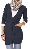 Langer Damen Cardigan Einheitsgröße XS-M, Strickjacke Lange Damen Jacke Marineblau