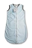SwaddleDesigns zzZipMe Sack - Baby Velvet Pastel Blue with Mocha Trim (6-12 months)