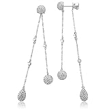 18k White Gold Round and Tear Drop Diamond Earrings (H-I, I, 1.00 carat)