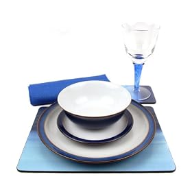 Denby Imperial Blue 28 Piece Ceramic, Glass and Accessories Tableware Set for 4 Placesettings