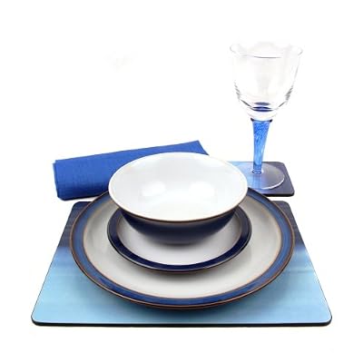Denby Imperial Blue 28 Piece Ceramic, Glass and Accessories Tableware Set for 4 Placesettings Denby Imperial Blue 28 Piece Ceramic, Glass and Accessories Tableware Set for 4 Placesettings
