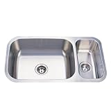 Elements of Design KU321897DBN# 32-Inch-by-17-3/4-Inch-by-9-Inch-by-7-Inch Double Bowl Stainless Steel Undermount Kitchen Sink, Brushed Nickel