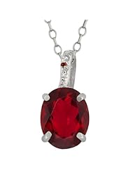 2.51 Ct Oval Ruby Red Mystic Quartz and Diamond Sterling Silver Pendant
