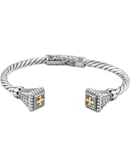 Sterling Silver and 18K Yellow Gold Hinged Bracelet -- LIFETIME WARRANTY