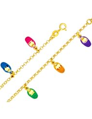14K Yellow Gold Enamel Baby Bracelet with Spring-ring Clasp - 5"+1" Extension