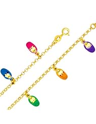 14K Yellow Gold Enamel Baby Bracelet with Spring-ring Clasp - 5"+1" Extension