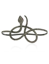.925 Sterling Silver Diamond Pave Serpent Palm Bracelet Designer Jewelry