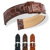 HIRSCH Regent M, Genuine Alligator, 59 Black matt, 16 mm, Gold Buckle