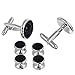 Areke Tuxedo Mens Cufflinks And Studs Set For Formal Shirts Business Wedding With Shiny Silver Trimming