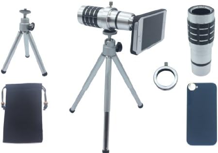 Lesung®12x Magnifier Zoom Aluminum Manual Focus Telephoto Telesocpe Phone Camera Lens Kit with Tripod for iPhone5/5s(B)