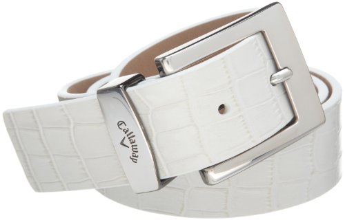 Callaway Men's Chev Solid Leather Belt (White, 36)
