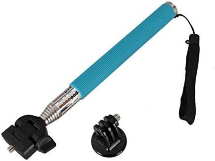 V LED Warehouse Extendable Telescopic Handheld Pole Arm Monopod Blue with Tripod Adapter for Gopro HD Hero 3/2/1 Digital Camera