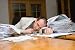 Businessman Felt Asleep - 24W x 16H - Peel and Stick Wall Decal by Wallmonkeys