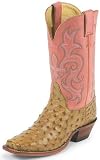 Justin Womens 11 Inch Antique Tan Vintage Full Quill Ostrich Boot Style: JL2697