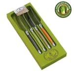 Laguiole Jean Dubost Multi Colored Handles 4pc Spreader Set in a colored wood box
