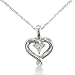 Three-Stone Diamond Heart Pendant in Sterling Silver 18" Necklace