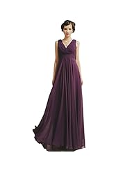 V-neck  Floor Length Chiffon/Satin Evening Dress/Bridesmaid Dress/Party Dress/Wedding Dress/Maxi Dress  With Ruffles