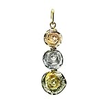 Tri-Color Rose Link 18k Gold Pendant (White, Rose, Yellow) - by Dahlia Classic Jewelry Collection