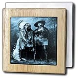 Sitting Bull and Buffalo Bill 1895 Cyan - 6 Inch Tile Napkin Holder