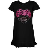 NCAA Georgia Bulldogs Toddler Girls Black Glitter Heart Logo Dress (3T)