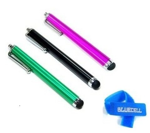 Bluecell 3 Pack of Stylus Black Green Pink Universal Touch Screen Pen for Ipad 2 Ipod Iphone 4 4S 3g 3gs - 4s - kindle fire - Motorola Xoom - Samsung Galaxy Tab 8.9 10.1 - Blackberry Playbook HTC Flyer Evo + Bluecell Cable Tie