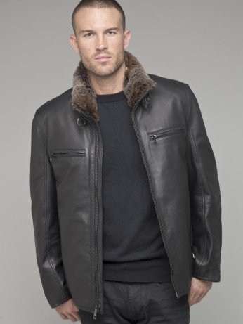 Andrew Marc Mens Fur-Lined - Black