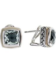 Balissima By Effy Collection Sterling Silver and 18k Yellow Gold Green Amethyst Earrings